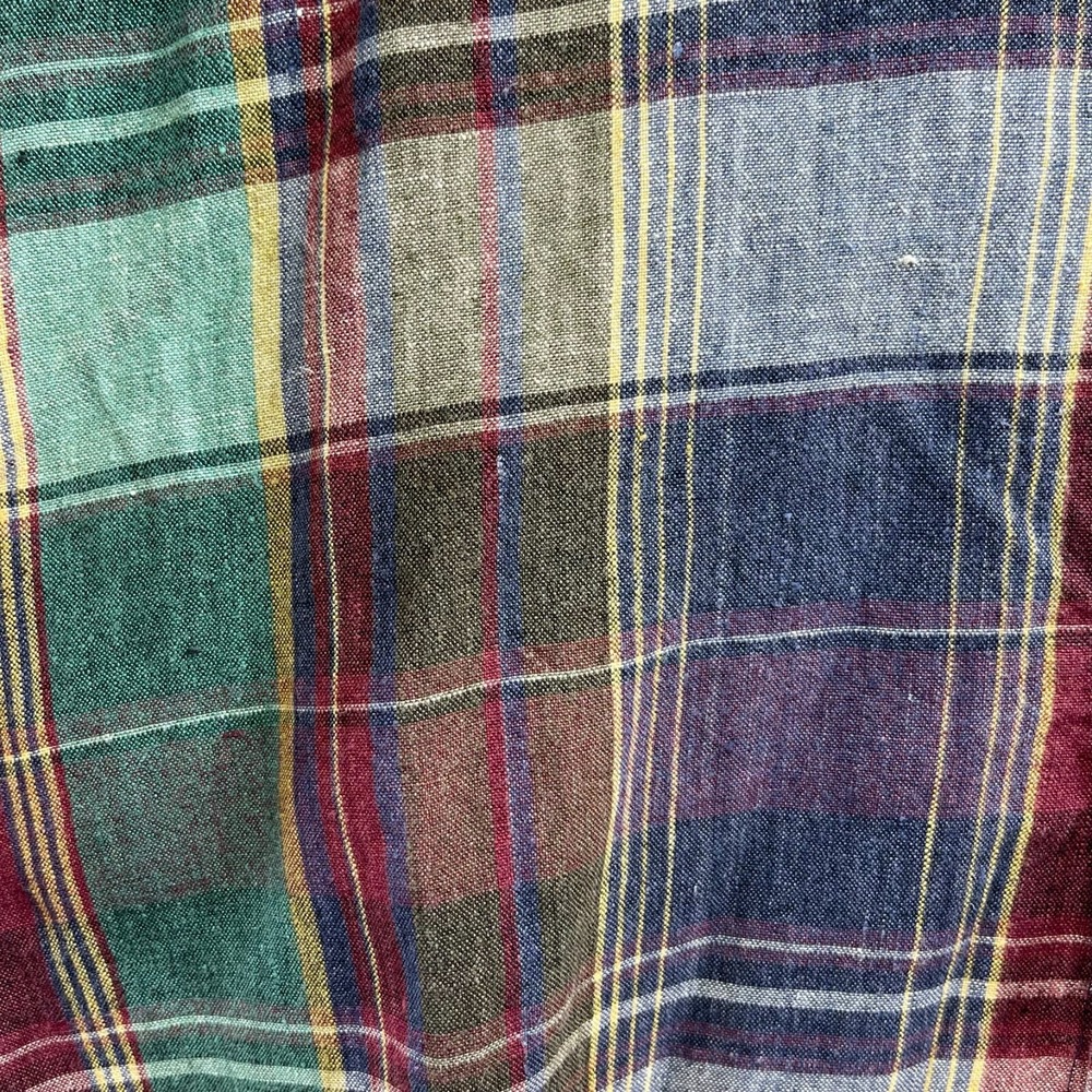 Tommy Hilfiger Shirt Large Button-Down Men's Purple Blue Green Red Plaid‎ - Picture 3 of 15
